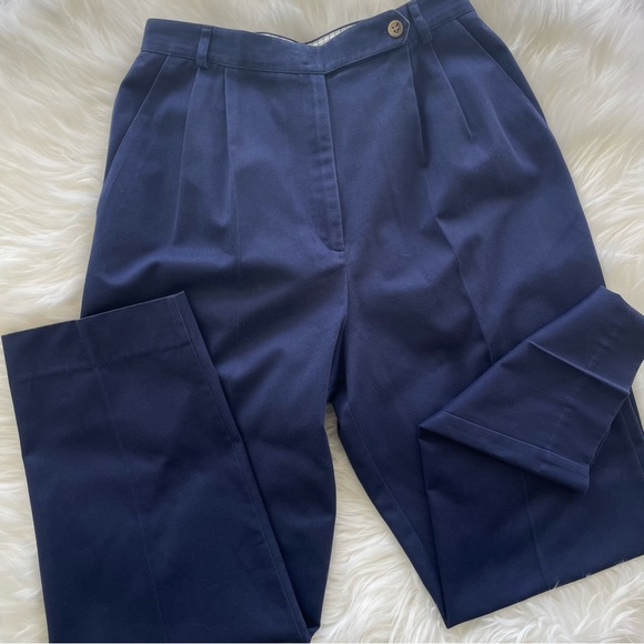 Vtg Talbots David Brooks Casual Slacks / Trousers High Waisted Pleated Blue 10 - Picture 2 of 16
